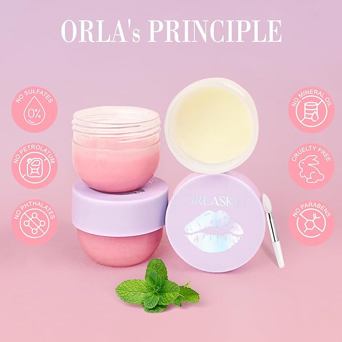 Lip Mask & Lip Scrubber Exfoliator Lip Sleeping Mask Overnight for Dark Lips to Lighten Moisturizer Lip Butter Balm for Dry Chapped Cracked Peel Lips Skin Care（Mint Flavor）-VivaGrace Women