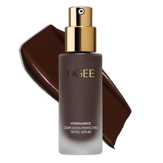 Ogee Complexion Perfecting Liquid Foundation - Lightweight Tinted Moisturizer For Face (Mahogany 14.5N - Deep Cocoa (Rich Undertones) - with Vitamin C & Jojoba Oil - Certified Organic & Made in USA-VivaGrace Women