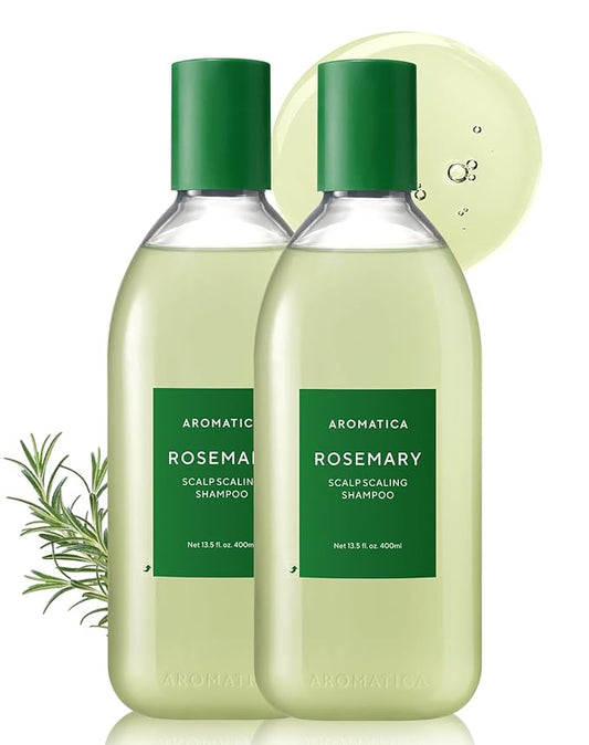 AROMATICA Rosemary Scalp Scaling Shampoo (2 packs) - Korean Hair Care with Thinning Hair Loss Natural Rosemary Essential Oil for Women Hair Growth - Free from Sulfate, Silicone, and Paraben (13.53 oz)-VivaGrace Women