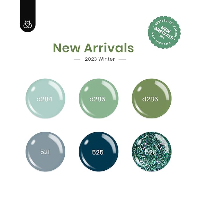 Beetles Green Gel Nail Polish Set - 6 Colors Green Gray Blue Glitter Nail Gel Polish Soak off Uv Gel Nail Art Manicure Gifts for Women-VivaGrace Women