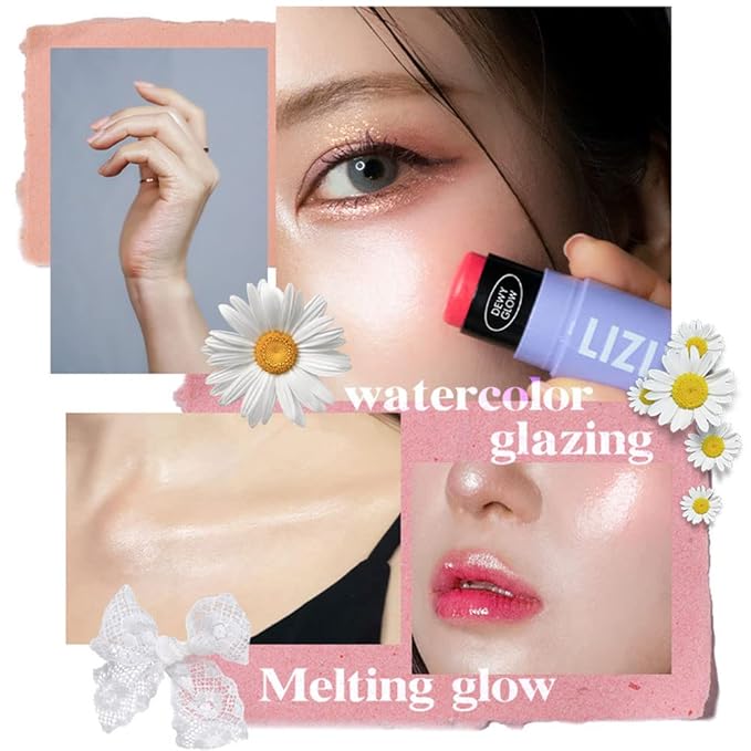 Vegan Blush Stick Multi Balm Cheek Stick Korean Make Up Dewy Glow Balm Stick sonrojo (03 Luminous)-VivaGrace Women