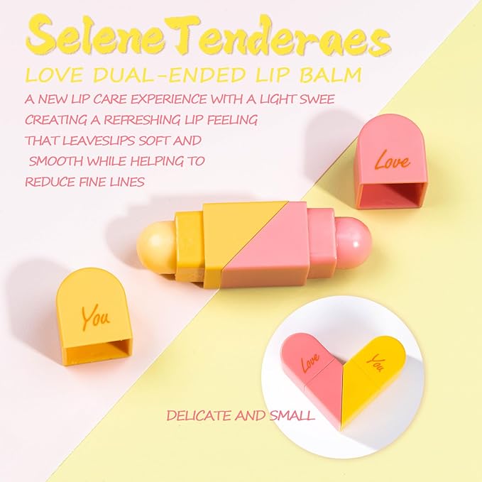 Heart Shaped Dual-use Deformable Lip Balm Stick - Honey, Peach. Repair, Keep Lips Moisturized,pink gift box，Gifts-VivaGrace Women