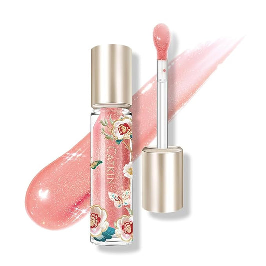 Catkin Lip Plumper Gloss, Tinted Lip Serum with Hyaluronic Acid & Jojoba Oil, Non-sticky Volumizing Hydrating Formula for a High Shine Maximum 3D Look, Plump & Soft Lips 0.12 Fl Oz - C03 Coral Pearl-VivaGrace Women