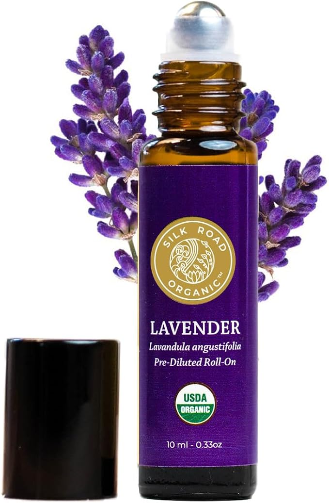Silk Road Organic Lavender Essential Oil Roll On, Lavandula Angustifolia, 100% Pure USDA Certified Aromatherapy for Calming, Relaxation & Skin - 10 ml Roller - Always Pure, Always Organic-VivaGrace Women