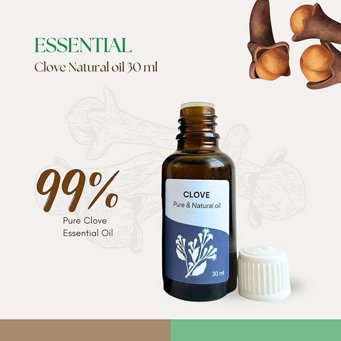 Roots & Above Clove Essential Oil 1.01 oz/30ml Pure Natural Cold-Pressed Oils for Skin, Hair, Massage, Diffusers, Humidifiers, DIY Beauty, Home Candle Making & Self-Care-VivaGrace Women