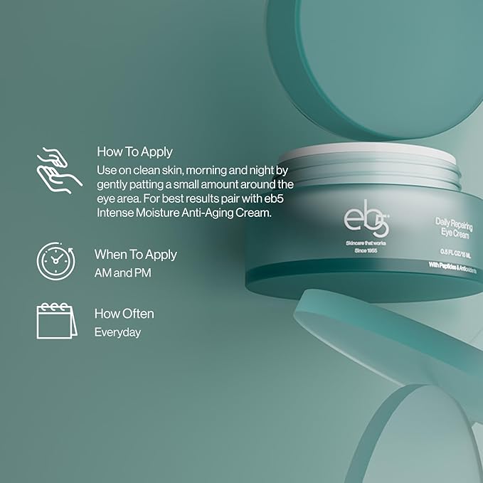 eb5 Daily Repair Eye Treatment | Under Eye Cream for Dark Circles and Puffiness | Anti-Aging Eye Cream with Peptides for Women and Men - 0.50oz-VivaGrace Women
