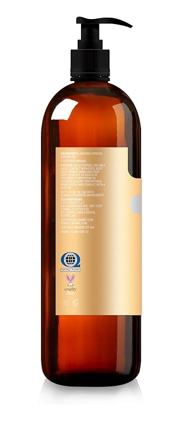 Cliganic Organic Argan Oil for Hair, Face & Skin (Bulk, 32oz with Pump) - 100% Pure, Cold Pressed-VivaGrace Women