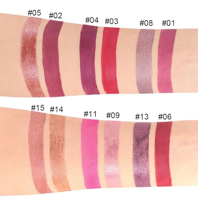 evpct 2Pcs Mauve & Taupe Mauve Glitter Metallic Shimmer Diamond Lipstick Lip Gloss Stain Set for Women Long Lasting Waterproof, Purple Sparkle Glitter Matte long Wear Liquid Lipstick Lip Makeup Kit-VivaGrace Women