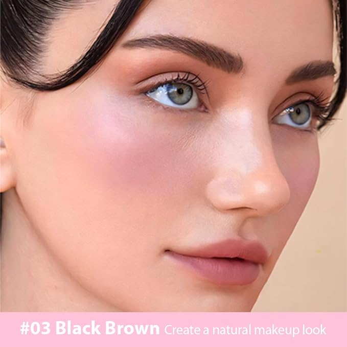 evpct 1Pcs Black Brown Magic Microblading Eyebrow Contouring Pen Brow Pencil, with 4 Brush Micro-Fork-Tips Precise Applicator, Dual-ended Eyebrow Brush, Hair Like Strokes, Natural Looking Brows-VivaGrace Women