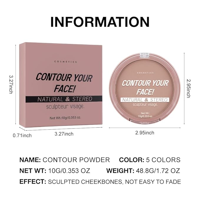 Matte Warm Brown Cream Contour Palette – Lightweight, Blendable Monochrome Powder Base for All Skin Tones, Face Makeup for Women & Men, Vegan & Cruelty-Free, Paleta de Contorno en Crema Mate 01