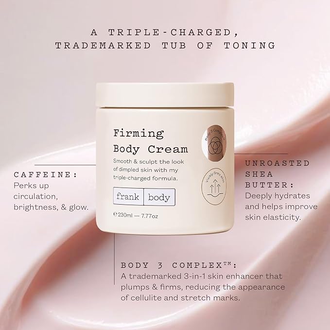 frank body Firming Body Cream | Caffeine & BODY 3 COMPLEX™ to Help Reduce the Look of Dimpled Skin & Stretch Marks | Vegan, Cruelty-Free, Hyper-Hydrating | 200ml-VivaGrace Women
