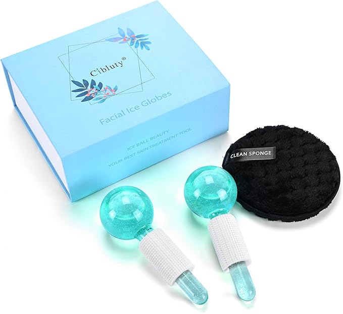 Ice Globes for Facials- Freezer Free Face Rollers with Essence for Daily Beauty Routines, Skin Massagers Globes Durable Quartz Glass for Reduce Puffiness Skin Cooling (Update Green)-VivaGrace Women