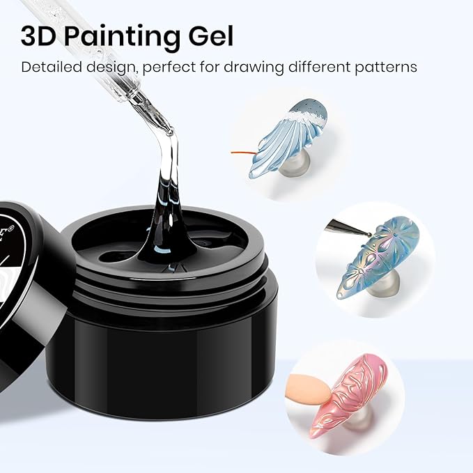 MIZHSE 30g/1oz Solid Builder Gel for Nails and 15g 3D Painting Gel, Clear Hard Gels for Nails Sculpting Nails Art Soak Off U V LED Builder Salon Home DIY Manicure-VivaGrace Women