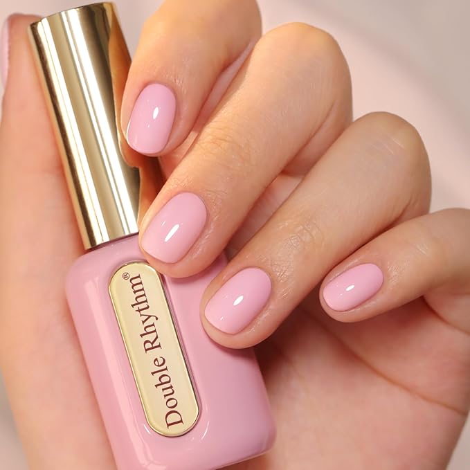 Double Rhythm 0.50 OZ Gel Polish Hema Free Same Color Same Bottle Golden Round Translucent Neutral Natural Milky 15 ML Jelly UV Polish Art DIY at Home (Light Pink-C1389)