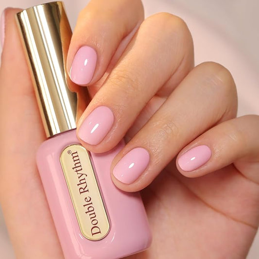 Double Rhythm 0.50 OZ Gel Polish Hema Free Same Color Same Bottle Golden Round Translucent Neutral Natural Milky 15 ML Jelly UV Polish Art DIY at Home (Light Pink-C1389)
