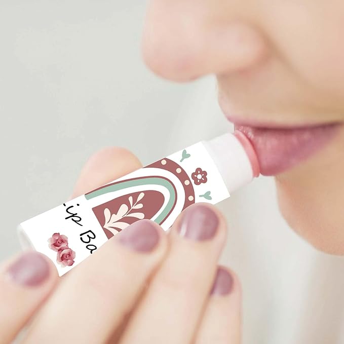 CRASPIRE 80Pcs 8 Styles Lip Balm Sticker Rainbow Self-Adhesive Homemade Lip Balm Labels Vintage Square DIY Label Stickers for Lip Balm Containers Cosmetics Lipsticks-VivaGrace Women