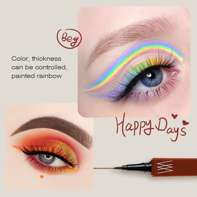 Orange Eyeliner,Quick-drying Eyeliner Set, Waterproof Colored Eyeliner Pen,Ultra-fine Precision Eye Liner,Pro Anti-smudge Colorful Eyeliner Pencil