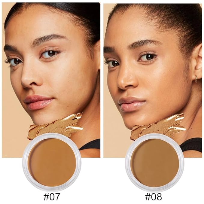 Kaely 2Pcs Cream Pot Concealer Full Coverage Set,Conceal Brighten Dark Circles,under Eye Color Correcting Concealer,Waterproof Foundation Palette with Brush,corrector de ojeras,Vegan Makeup,07+08-VivaGrace Women