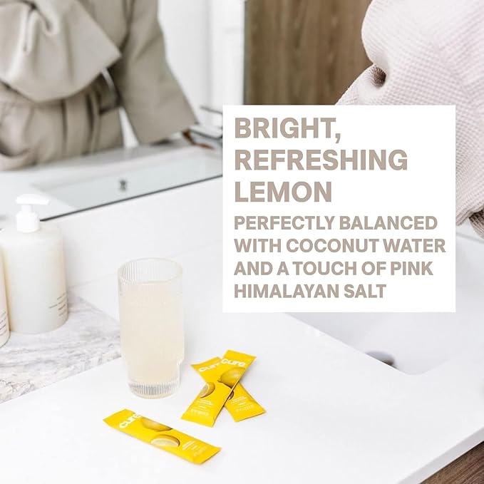 Cure Hydration | Plant-Based Electrolyte Drink Mix | No Added Sugar | Dehydration Relief Powder Made with Coconut Water | Non-GMO | Vegan | 28 Servings Jar - Lemonade-VivaGrace Women