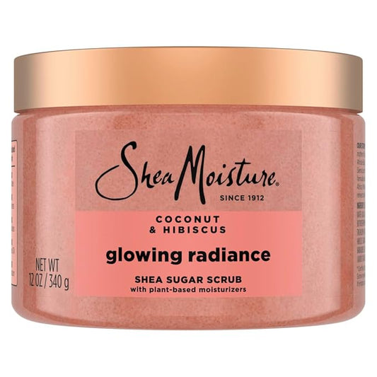 SheaMoisture Shea Sugar Body Scrub For Glowing Radiance Coconut Hibiscus Glowing Radiance Body Scrub With 24h Shea Moisture Nutrients 12 oz-VivaGrace Women