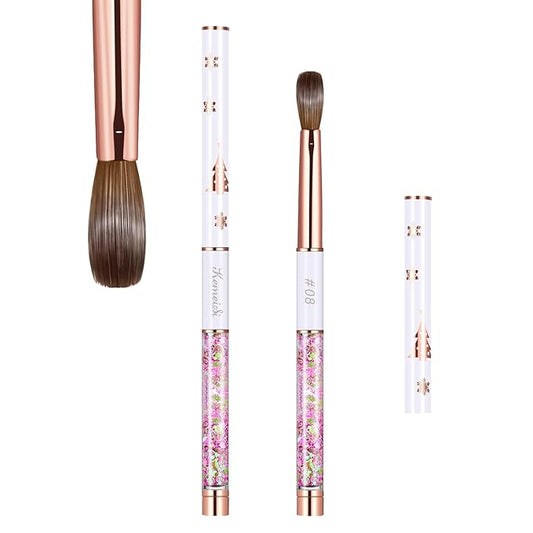 Acrylic Nail Brush Size 8,KEMEISI 100% Pure Kolinsky Nail Art Brushes Sturdy Handle Oval Shaped Acrylic Powder Nail Design Tools for Professional Manicure DIY Home Salon (White)-VivaGrace Women