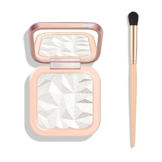 KYDA Face Highlighter Palette, High Glossy Face Illuminator Palette, Natural Glow Finish, Pearl Shimmer Smooth Baked Powder, Lasting Sparkling Highlighter Makeup-PEARL