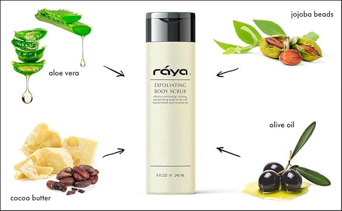 RAYA Exfoliating Body Scrub 8 oz (S-103) | Exfoliating, Refining, and Polishing Body Scrub | Made with Natural Loofah and Essential Oils | Relieves Ingrown Hairs-VivaGrace Women