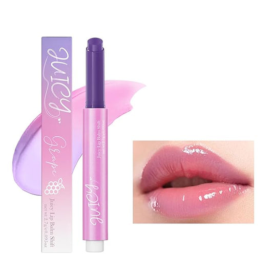 Plumping Melting Lip Gloss, Click Jelly Color Changing Lipstick Lasting Tint Hydrate & Nourish, High-Shine for Plumper Lips, Glossier Lip Balm Natural Glossy Lip Gloss Tinted Lip Balm(#6 Grape)-VivaGrace Women