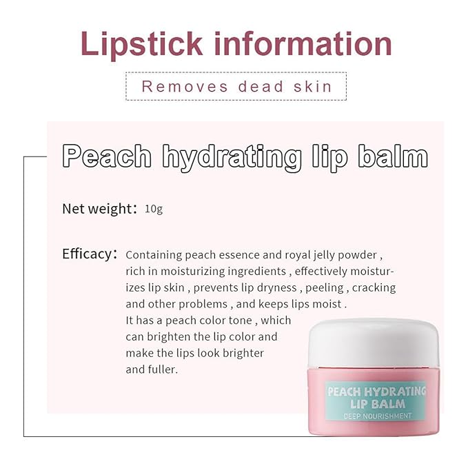 4 In 1 Peach Lip Care Kit With Lip Exfoliator Scrub And Moisturizer, Peach Scrub Bubble, Hydrating Lip Mask, Lip Scrubs Gentle Exfoliating, Instant Moisturizing, Lip Balm Hydrating For Very Dry Lips-VivaGrace Women