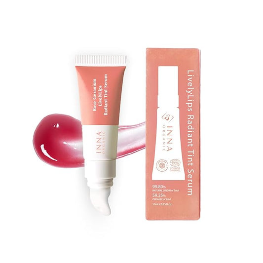 INNA ORGANIC Tinted Lip Serum, Moisturizing, Healing, Light Rosy color, 100% vegan, EWG & COSMOS Certified| Rose Geranium Essential Oils Infused Skincare | Luxury Clean Beauty-VivaGrace Women