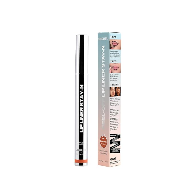 Sacheu Lip Liner STAY-N Peel Off Lip Stain — Long Lasting Matte Lip Tattoo Transfer Proof Lipstain Infused with Hyaluronic Acid & Vitamin E for All Skin Types — Vegan & Cruelty-Free, SINamon