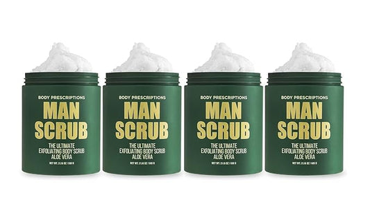 Body Prescriptions Men’s Exfoliating Body Scrub – Ultimate Skin Cleansing Wash in Jar with Twist-Top Lid, For All Skin Types, 21 Ounce (Pack of 4), Aloe Vera-VivaGrace Women