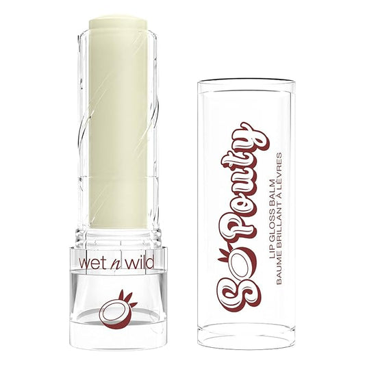 wet n wild Perfect Pout So Pouty Shine Tinted Lip Balm Coconut Flavored, Hyaluronic Acid, Vegan Collagen, Moisturizing For Dry Lip Care, Clear-VivaGrace Women
