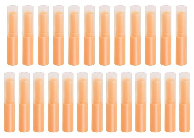 0.14oz Empty Flavored Lip Balm Container Tubes Plastic Homemade Moisturizing Lip Stick with Caps Bulk Fit for Women Adult DIY Making Supplies, 25 Count (Orange)-VivaGrace Women