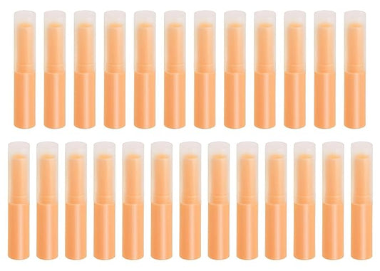 0.14oz Empty Flavored Lip Balm Container Tubes Plastic Homemade Moisturizing Lip Stick with Caps Bulk Fit for Women Adult DIY Making Supplies, 25 Count (Orange)-VivaGrace Women