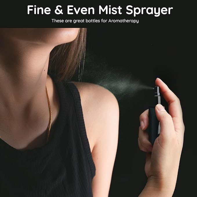 Segbeauty Glass Perfume Bottles, 5 Pack 10ML Refillable Mini Perfume Bottle Travel, Portable Leak-proof Square Spray Pump Bottle Atomizer Dispensing Containers with Lids for Fragrance Essential Oil-VivaGrace Women