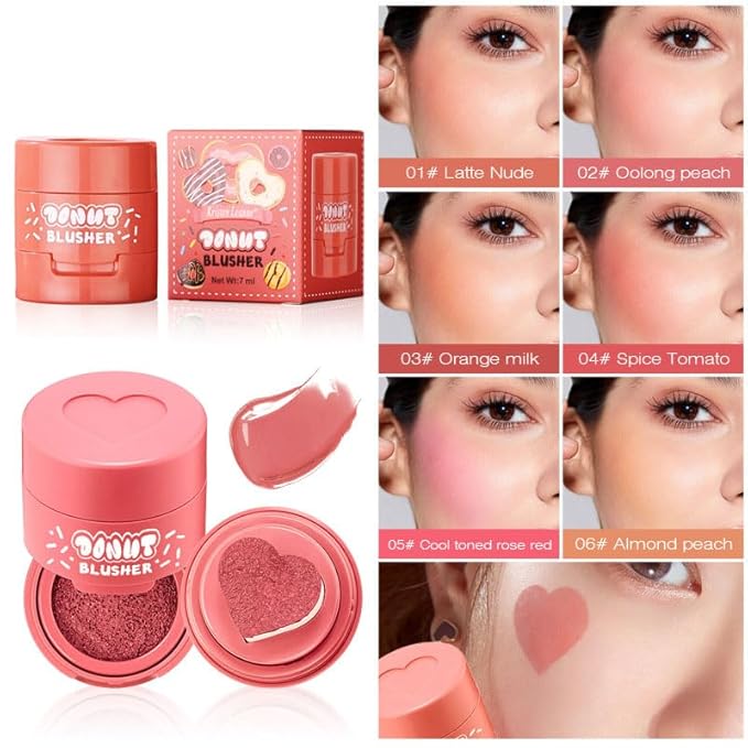 Stamp Liquid Blush Stamp Blush with Heart Shaped Applicator Natural Long Lasting Blush, Light and Airy Makeup for Women (5)-VivaGrace Women