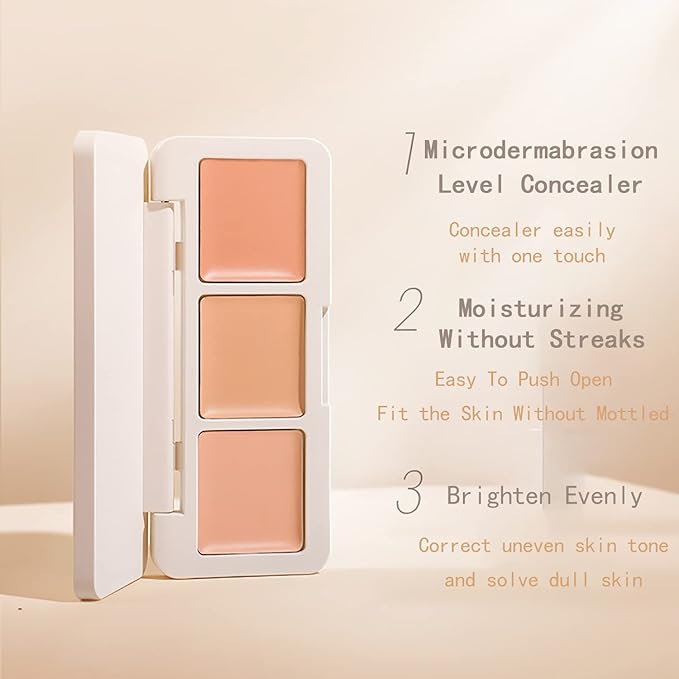 IFiona Tricolor Concealer to Cover Spots,Stains,Acne,Freckles and Brighten Skin Color Concealer Palette-VivaGrace Women