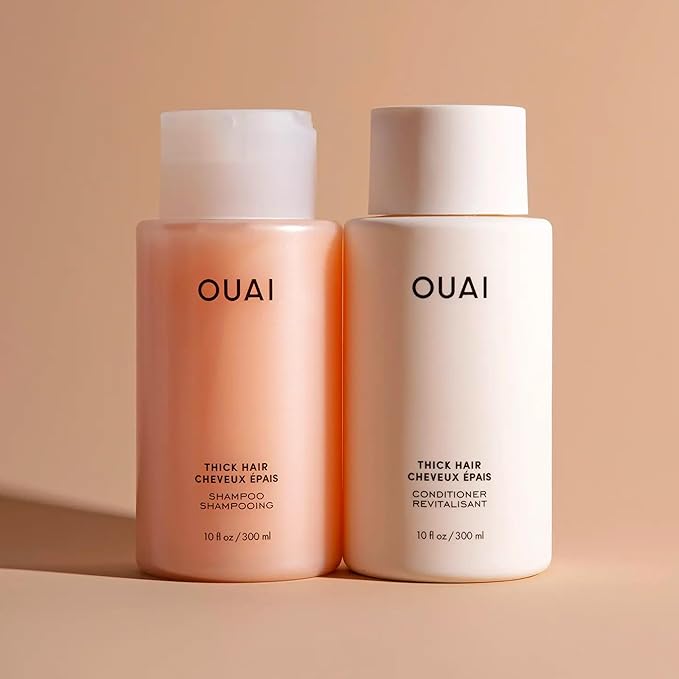 OUAI Thick Shampoo - Moisturizing Shampoo with Keratin, Marshmallow Root, Shea Butter, Avocado Oil for Thick Hair - Strengthens & Hydrates Strands - Paraben, Phthalate & Sulfate Free (10 Fl Oz)-VivaGrace Women