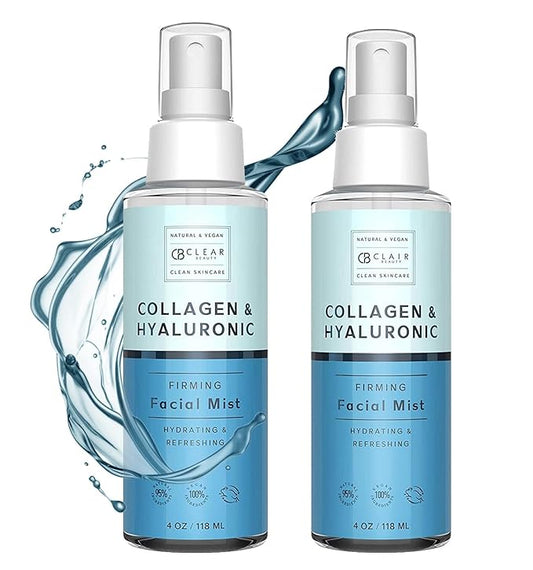 Hyaluronic Acid & Collagen Face Mist - Dermatologist Tested, Moisturizes & Tones Skin, Anti-Aging, Natural Ingredients, Cruelty-Free Korean Skin Care - All Skin Types - 4 OZ (2 Pack)-VivaGrace Women