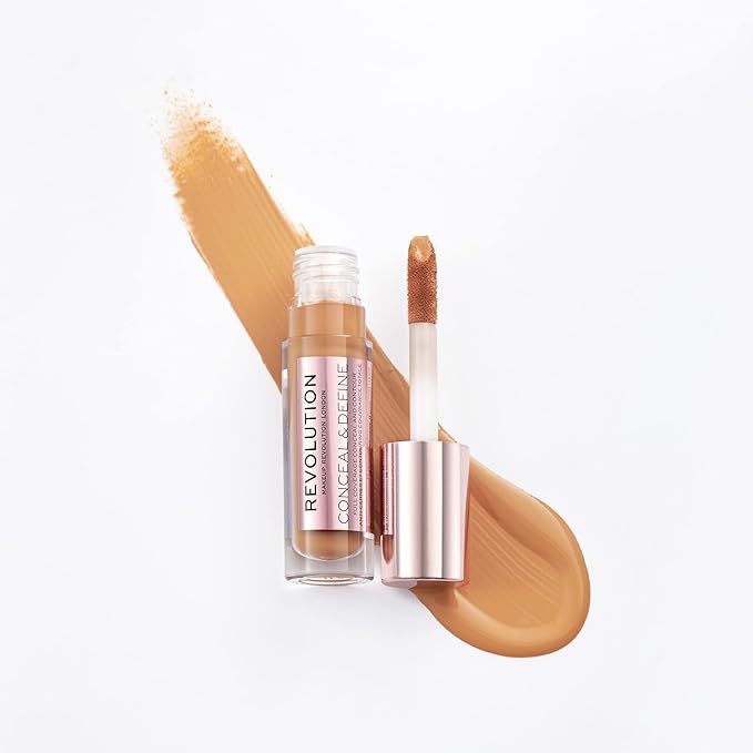 Makeup Revolution Conceal and Define Concealer, Full Coverage & Matte Finish, C11.5 for Medium/Tan Skin Tones, Vegan & Cruelty-Free, 0.7 Fl Oz-VivaGrace Women