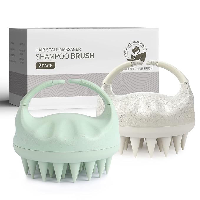 Sndyi 2 Pcs Scalp Massager Shampoo Brush, Scalp Scrubber with Soft Silicone Bristles, Scalp Exfoliator for Dandruff Removal, Scalp Massager for Hair Growth, Wet Dry Hair Brush for Scalp Care-VivaGrace Women