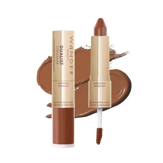 Wander Beauty Dualist Matte and Illuminating Concealer Makeup - Ebony - Dual-Ended Matte Concealer Stick + Liquid Concealer - Full Coverage Concealer Brightens & Hydrates Under Eyes - 0.28 fl oz-VivaGrace Women