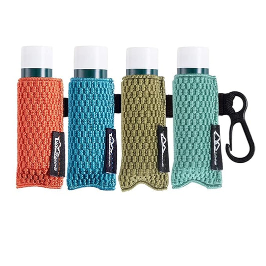 WKieason Lip Balm Holder Sleeve with Keychain Clip-on Lipstick Sleeve Holder Tight-knit Elastic Holder Pack of 4 (Orange/Blue/Olive/Green)-VivaGrace Women