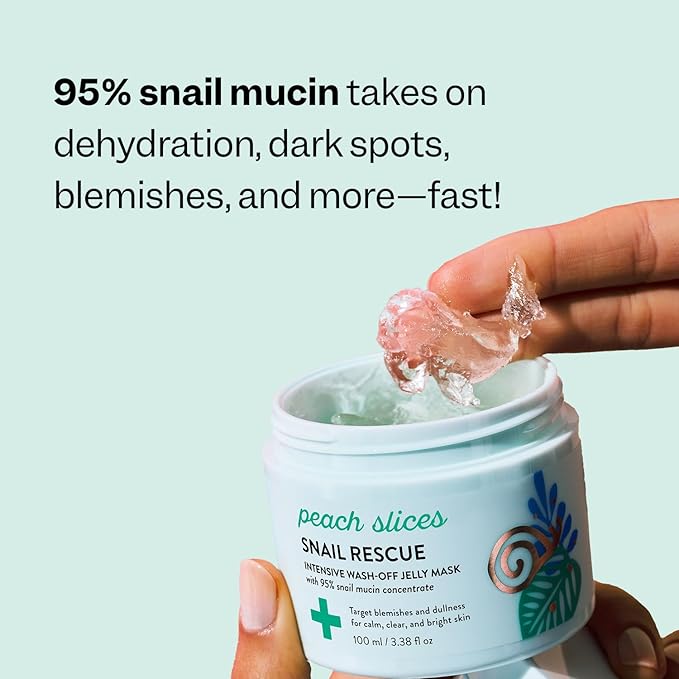 Peach Slices | Snail Rescue Intensive Treatment Wash-Off Face Mask | 95% Snail Mucin | For Dark Spots & Blemishes | Refreshing & Calming Mask | Clear, Radiant, & Hydrated Skin | Skin Care | 3.38 oz-VivaGrace Women