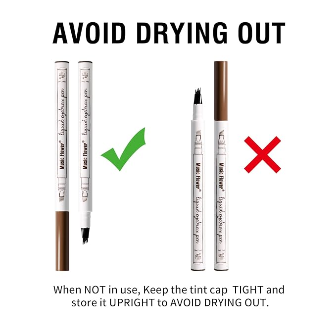 Music Flower Eyebrow Pen, Liquid Eyebrow Pen, Waterproof Brow Pencil with Micro-Fork Tip, Smudgeproof Long Lasting Fine Sketch Microblading Pen, Reddish Brown-VivaGrace Women