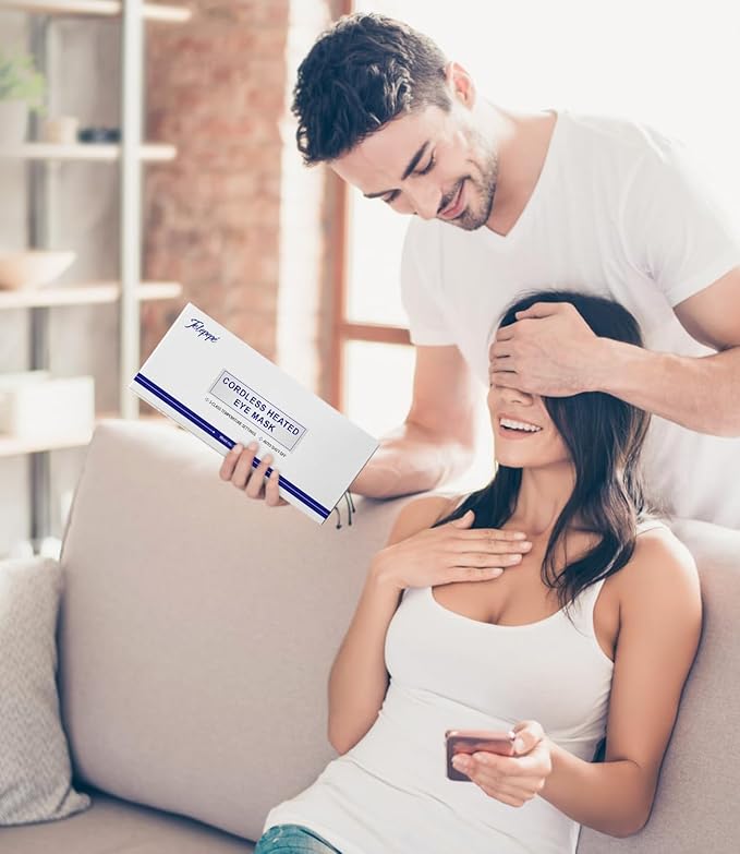 Heated Eye Mask for Dry Eyes, Cordless Warm Eye Compress, Styes, Blepharitis, 1000mAh, 3 Heat Levels, Electric, Light-Blocking, Washable Cover, Travel (Gray)-VivaGrace Women