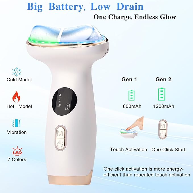 Cold Heat Facial Massager Red Light Therapy for Face Neck Eye Lifting Firming Depuffing,7-in-1 LED Facial Sculptor Skin Care,Cooling Electric gua sha Lift Device Reduce Forehead Frown Smile Line-VivaGrace Women