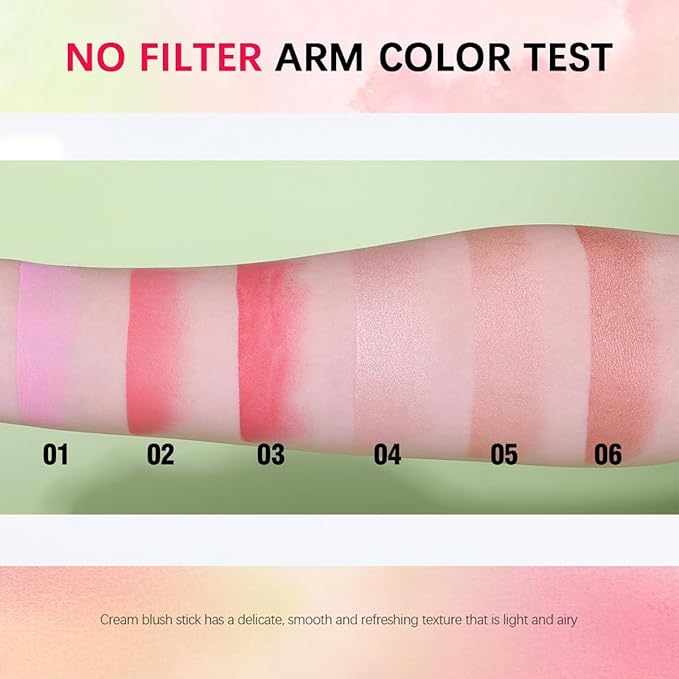 Multi-Use Makeup Blush Stick, Beauty Tinted Solid Blush Stick, 3-in-1 Cream Blush Stick for Cheek/Eyes/Lips, Waterproof Moisturizer Stick, Suitable for All Skin (06# Shine Orange)-VivaGrace Women