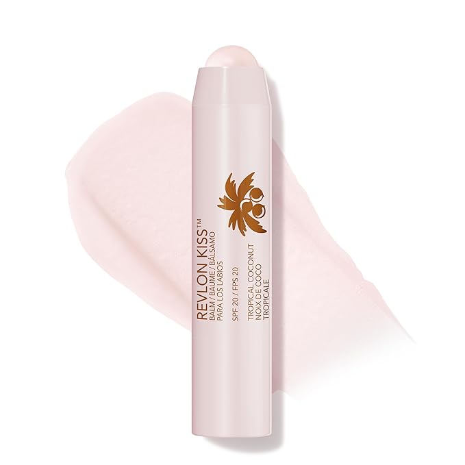 Revlon Lip Balm, Kiss Tinted Lip Balm, Face Makeup with Lasting Hydration, SPF 20, Infused with Natural Fruit Oils, 010 Tropical Coconut, 0.09 Oz-VivaGrace Women
